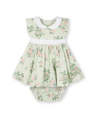 Baby Organic Flutter Sleeve Sateen Dress with Peter Pan Collar