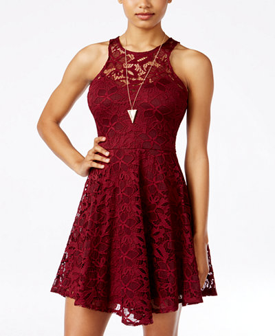 Material Girl Juniors' Lace Skater Dress, Only at Macy's