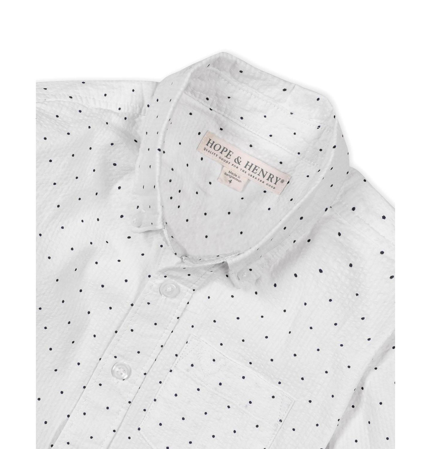 Рубашка Hope & Henry Organic Long Sleeve Seersucker Shirt для мальчиков-малышей, цвет: Delft Dot Seersucker — фото 4
