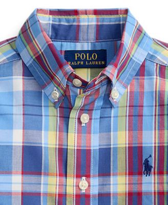 Boys' 2-7 Plaid Button-Down Poplin Shirt