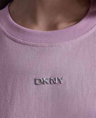 Women's Metallic Bubble Logo Drop Shoulder Pull-On T-Shirt