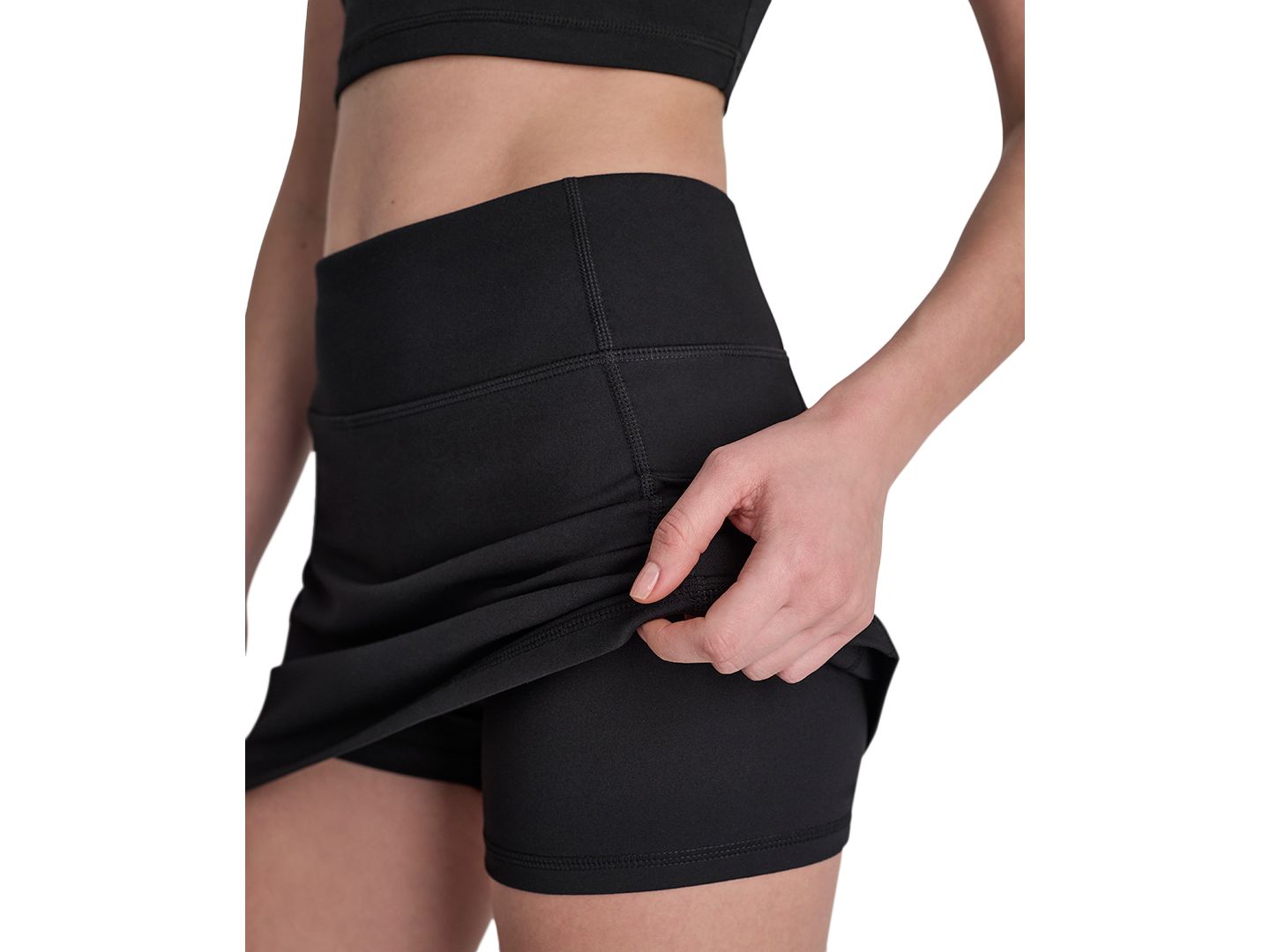 Женская юбка-шорты DKNY Sport Balance Compression Super High-Waist Pull-On Skort, цвет: Чёрный — фото 3