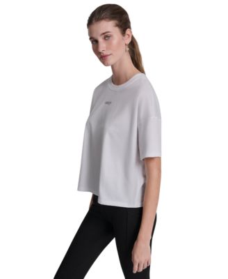 Women's Metallic Bubble Logo Drop Shoulder Pull-On T-Shirt
