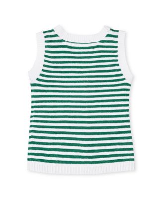 Girls Organic Button Front Sweater Tank with Bows