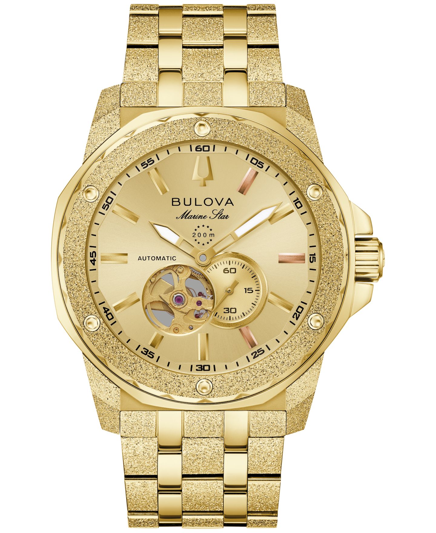 Мужские часы Bulova Marine Star Series A Marc Anthony Gold-Tone Stainless Steel Bracelet Watch 35mm — фото 1