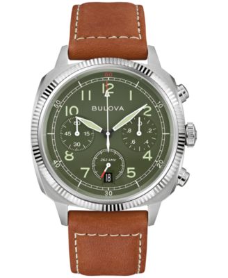 Men's VWI Chrono Brown Leather Strap Watch 37.5mm