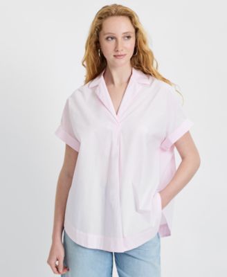 Women's Poplin Collared Top
