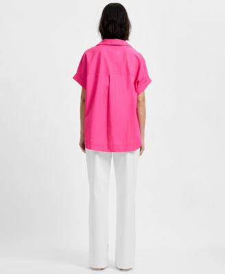 Women's Poplin Collared Top