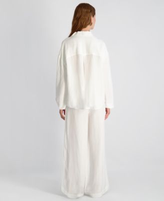 Women's Cooper Linen-Blend Wide-Leg Pants