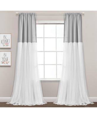Tulle Skirt Colorblock Light Filtering Window Curtain Panels Pair Curtains for Bedroom Kids - Nursery Decor