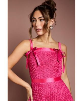 Women's 3D Flower Strappy Midi Dress