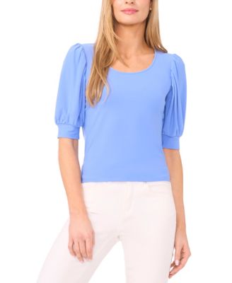 Women's Crewneck 3/4-Sleeve Shirred Top