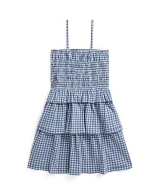 Girls' 2-6X Plaid Smocked Pull-On Jersey Dress