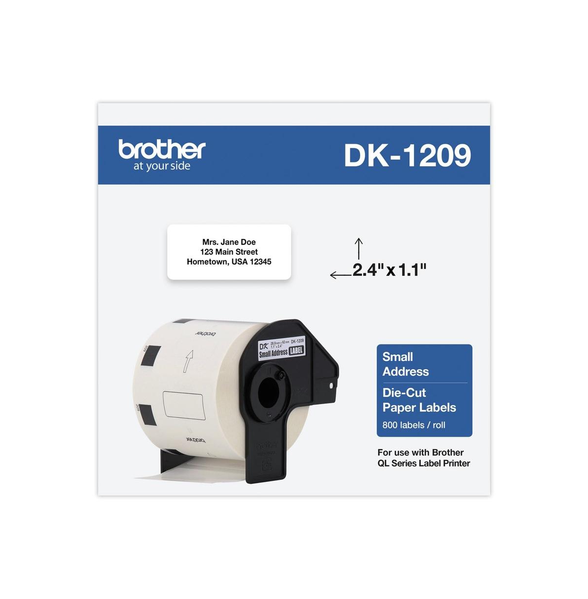 Brother DK1209 1.1 in. x 2.4 in. Die-Cut Address Labels (1-Roll
