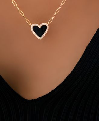 Dainty Heart Paperclip Necklace in 18k Gold Plated Sterling Silver