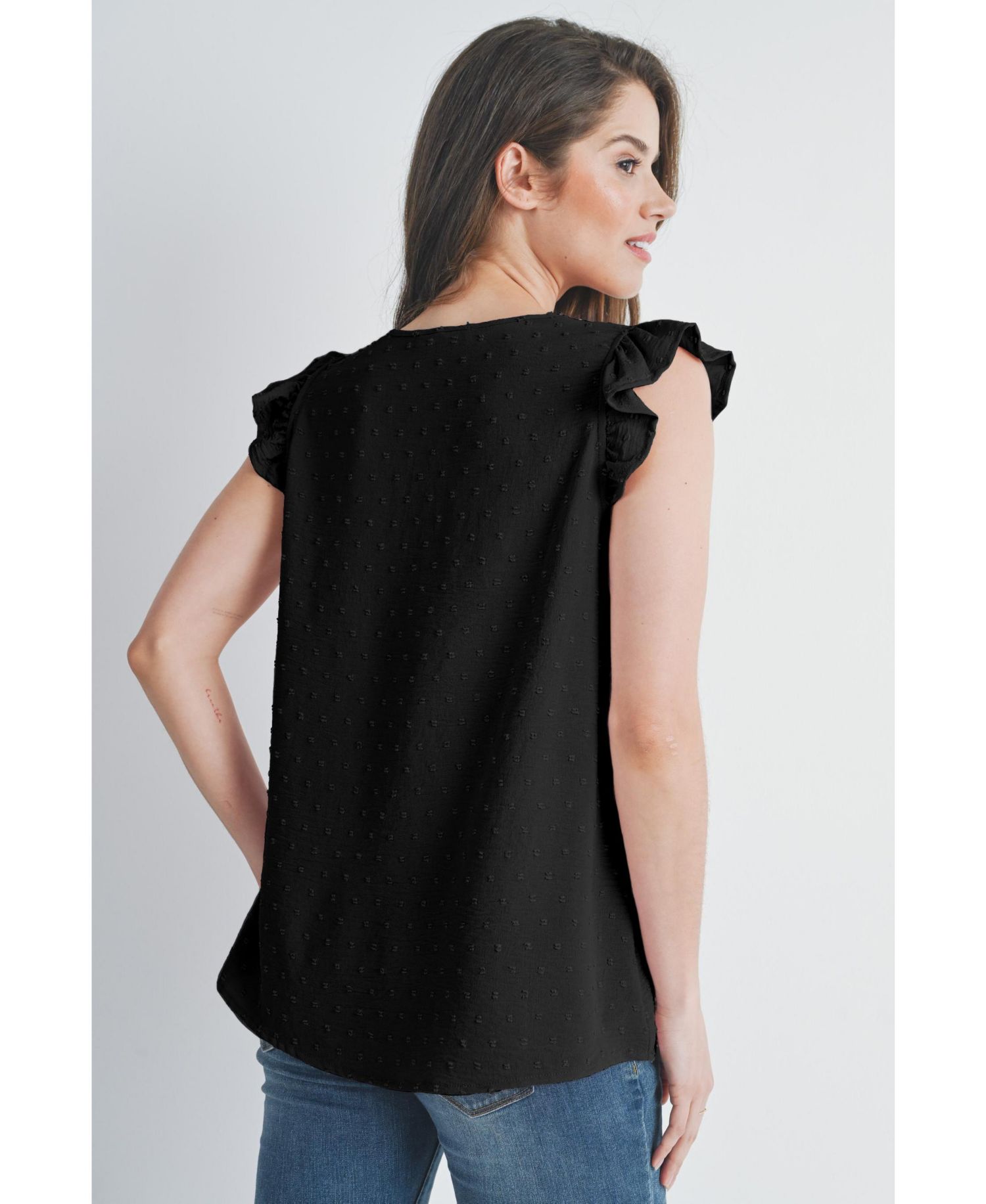 Women's Swiss Dot Flutter Cap Sleeve V-Neck Maternity Top