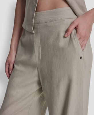 Petite High Rise Pull-On Wide Leg Ankle Pants