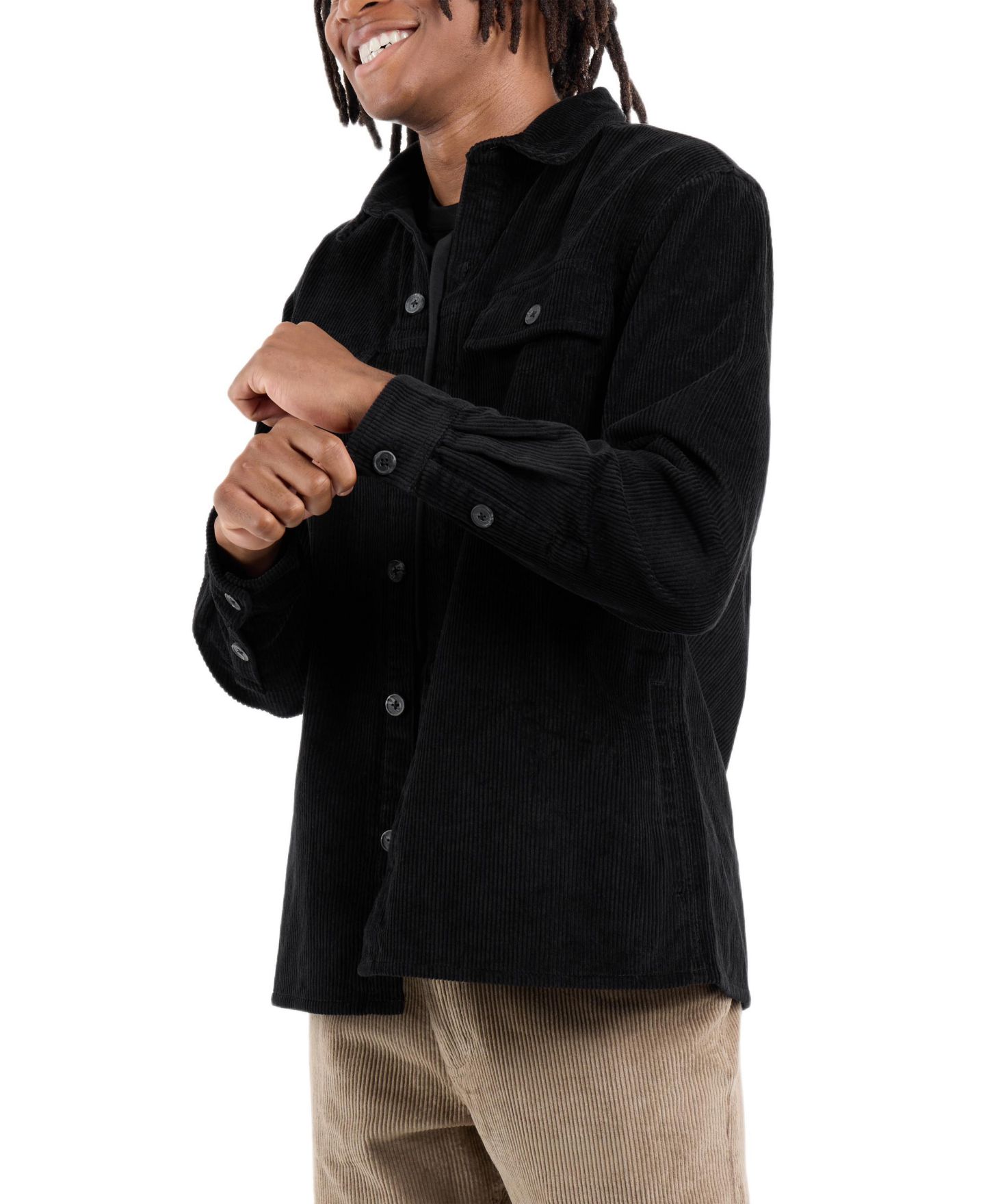 Мужская куртка SPRING + MERCER Cotton Corduroy Shirt Jacket, цвет: Чёрный — фото 3