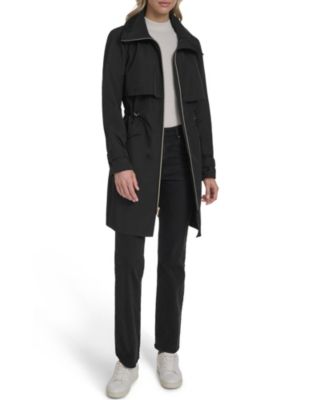 Women's Zip Up Trench Coat With Stow Away Hood