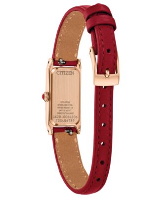 Women's Fio Red Leather Strap Watch, 14.3mm
