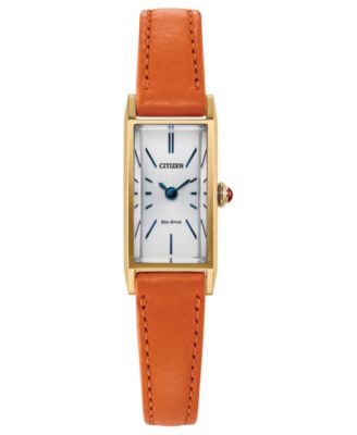 Women's Fio Orange Leather Strap Watch, 14.3mm