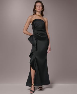 Women's Strapless Side Ruffle Gown