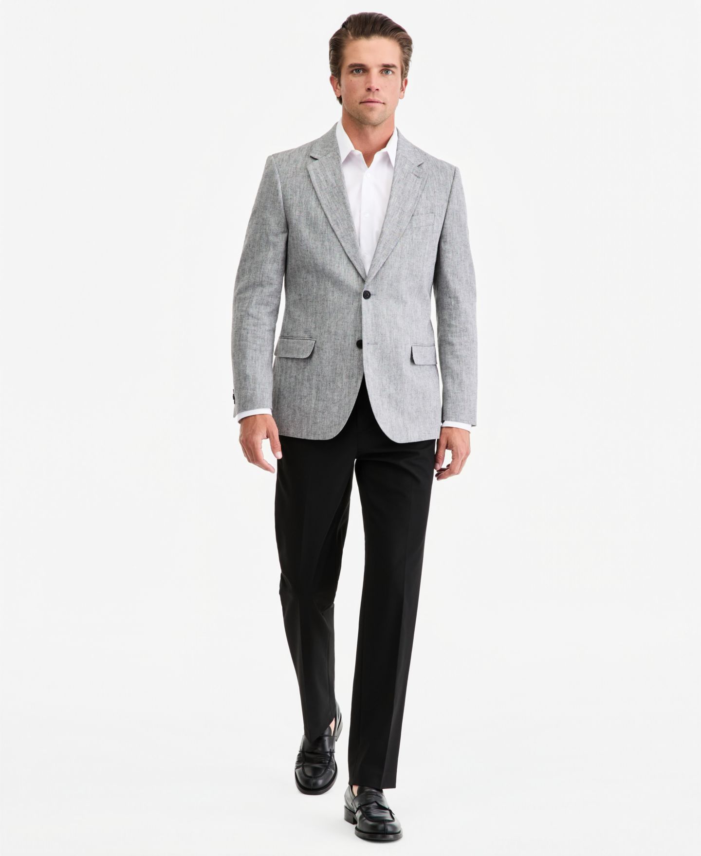 Мужской пиджак Nautica Modern-Fit Herringbone Cotton & Linen Blazer, цвет: Белый — фото 4