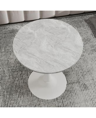 White Mid-Century Modern Marble Coffee/Dining Table (2-4 People)