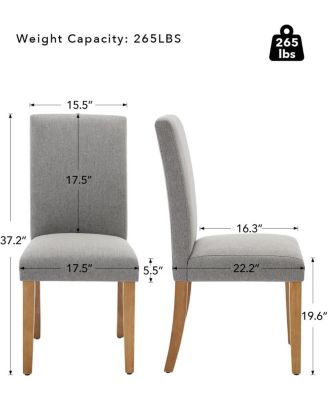 Set of 4 Modern Fabric Upholstered Dining Chairs, Curved Backrest Ergonomic Kitchen Chairs with Heavy-Duty Wood Legs