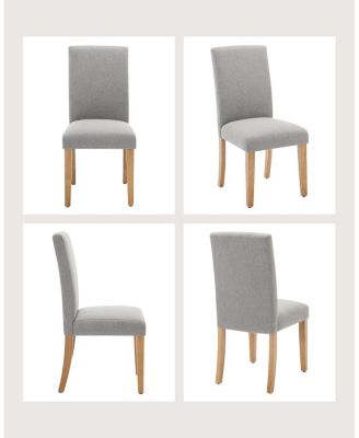 Set of 4 Modern Fabric Upholstered Dining Chairs, Curved Backrest Ergonomic Kitchen Chairs with Heavy-Duty Wood Legs