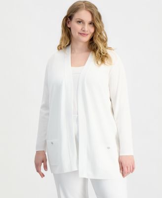 Plus Size Long-Sleeve Open-Front Cardigan