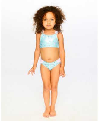 Girls Two-Piece Swimsuit Blue Seahorse Print