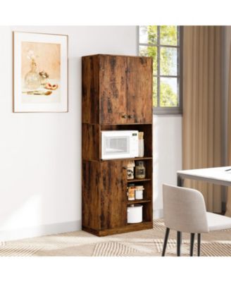 Kitchen Storage Cabinet with Microwave Stand and Shelving