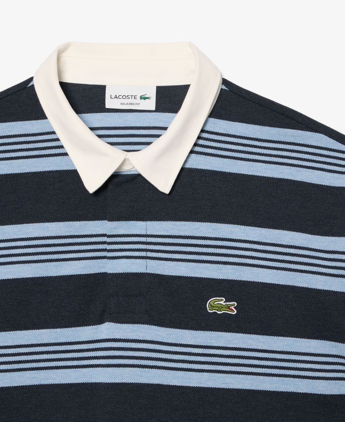 Lacoste Men's Relaxed-Fit Striped Piqu Rugby Polo Shirt