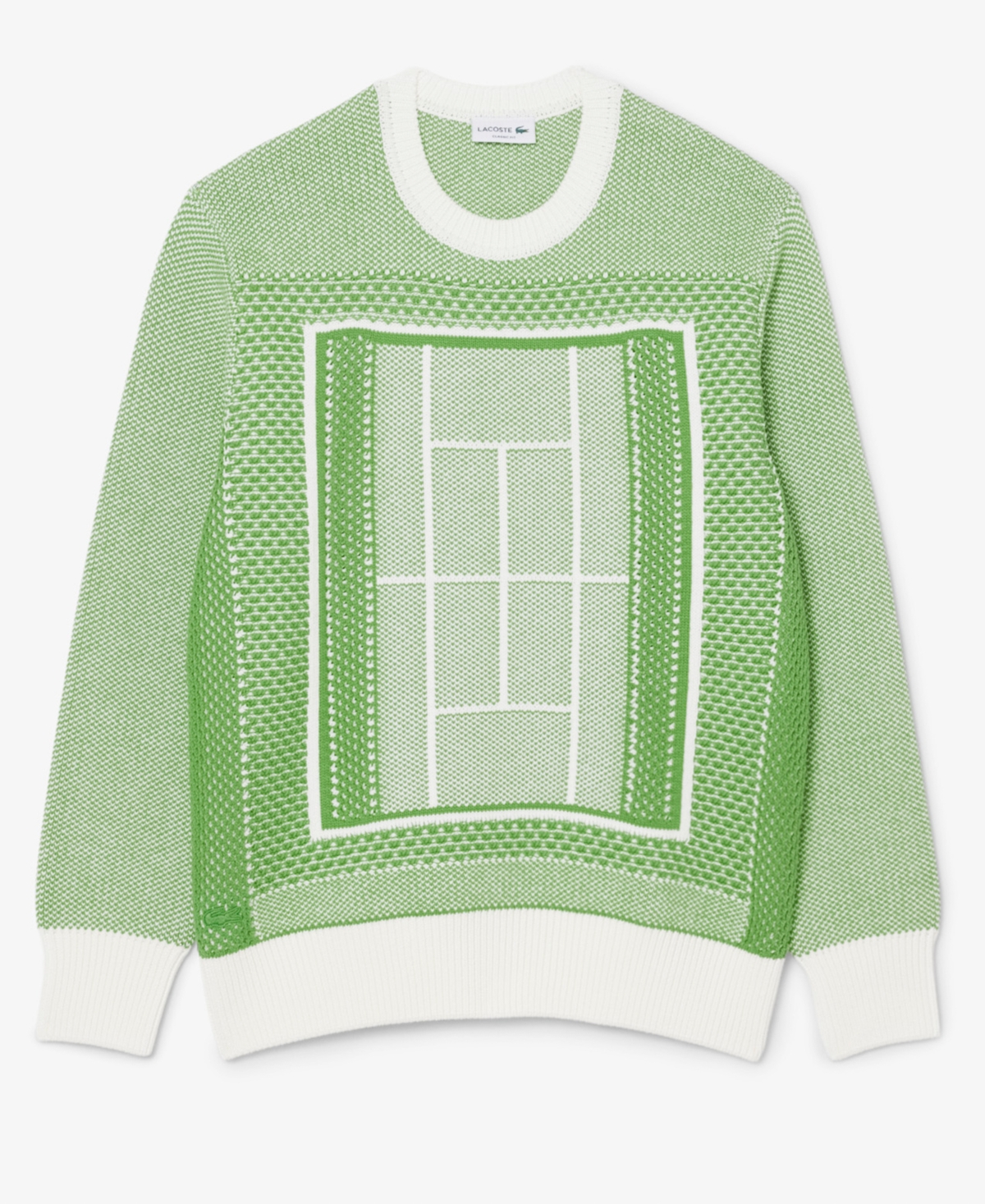 Lacoste Men's Crewneck Tennis Court Graphic Jacquard Sweater