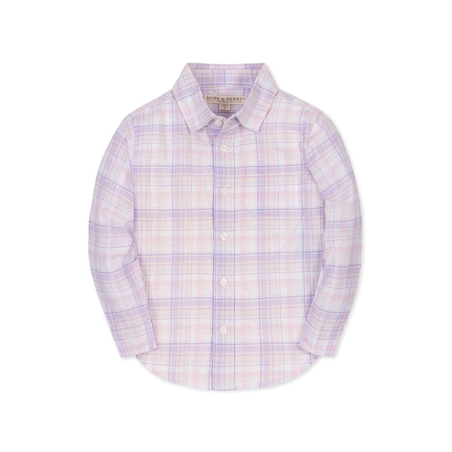 Big Boys Linen Long Sleeve Button Down Shirt