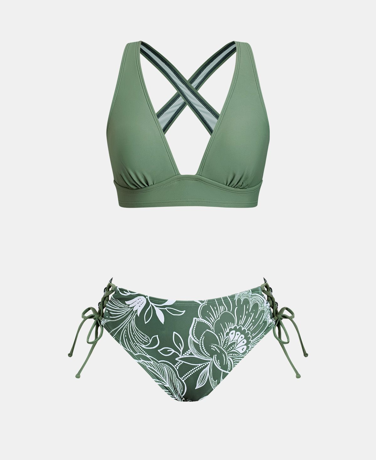 Cupshe Women's Wide Strap Crisscross Tie Side Bikini Set