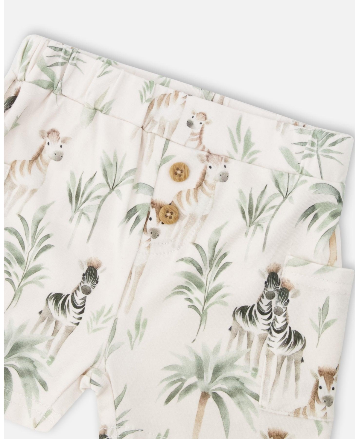 Deux par Baby Boys Cotton Rib Jersey T-Shirt and Short Set Caramel Zebra Print