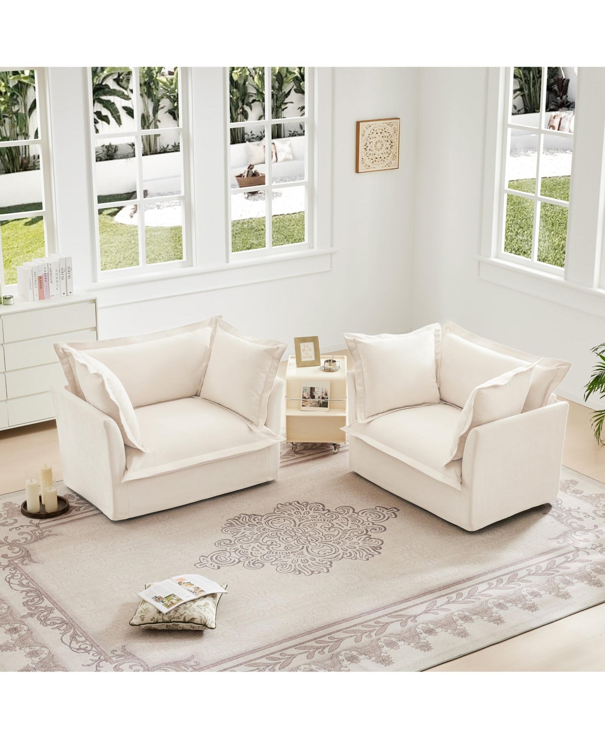 Boyel Living Set of 2 Armchair with Removable Cushions, Single Seat Couch Sofa, Deep Accent Chair Large Pillows