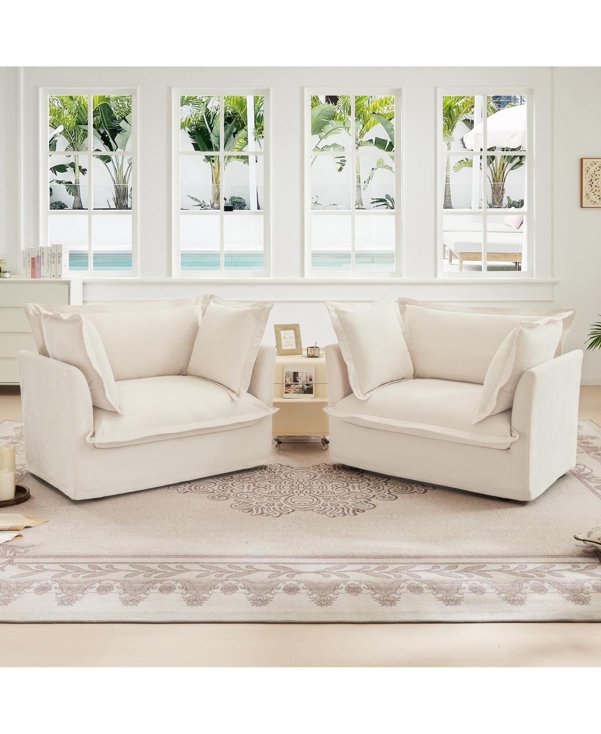 Boyel Living Set of 2 Armchair with Removable Cushions, Single Seat Couch Sofa, Deep Accent Chair Large Pillows