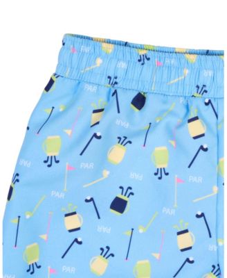 Little Boys Golf Print Swim Trunk