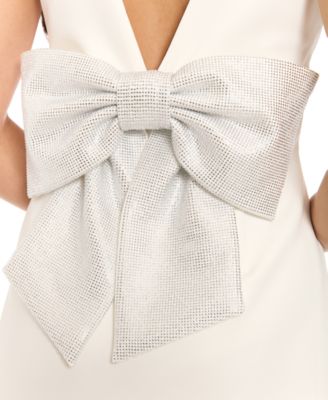 Women's Embellished Bow V-Neck Dress