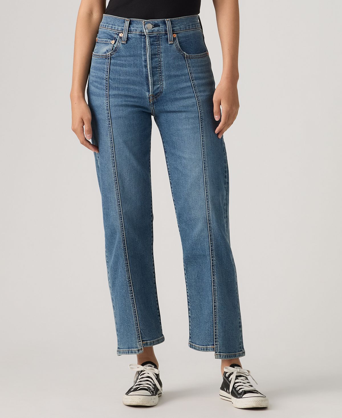Levi's Women's Ribcage Seamed High-Rise Straight Ankle Jeans view 4 — MAYCSS fashion products