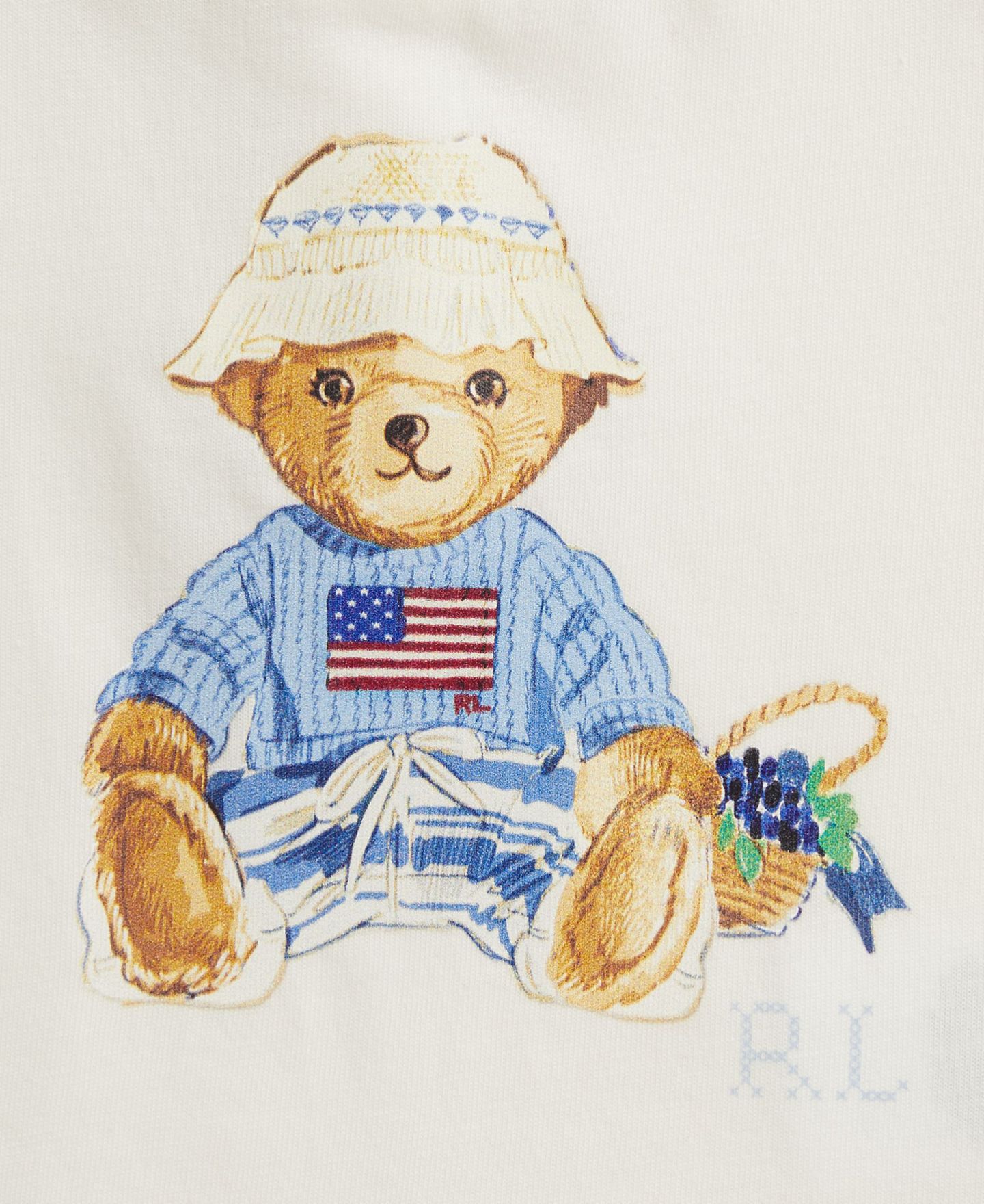 Детский комплект Polo Ralph Lauren Polo Bear для девочки: топ и шорты, цвет: Белый / Синий — фото 3