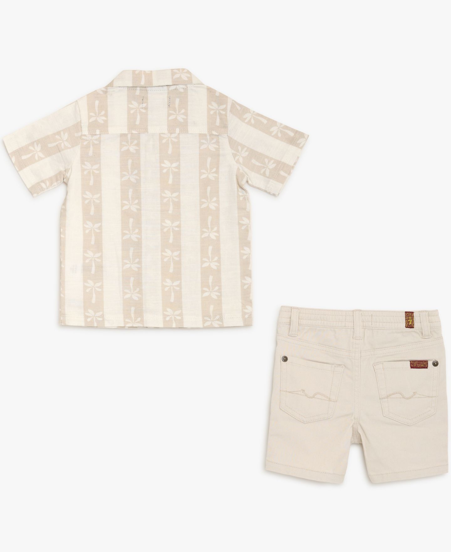 Комплект 7 For All Mankind Button-Down Shirt and Twill Shorts, 2-Piece Set для мальчиков-малышей, цвет: Бежевый — фото 2