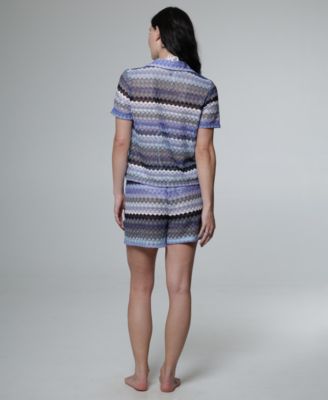 Women's Short-Sleeve Button-Down Cover-Up Shirt