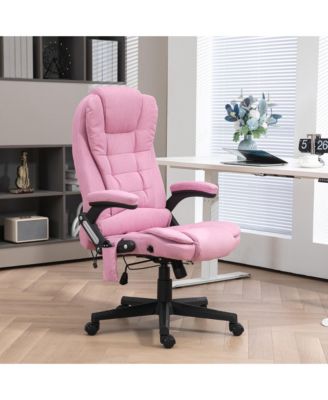 6 Point Vibrating Massage Office Chair with Heat Linen High Back Executive Recliner