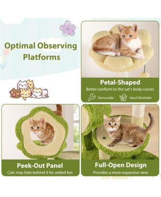 Machine-Washable Cat Tree with Jungle Theme, 40-Inch Featuring Removable Peach Skin Cover, Sisal Scratching Post & Interactive Toys