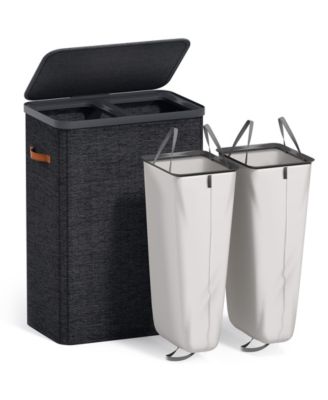 2-Compartment Laundry Basket with Removable Laundry Bag - Durable Organizer for Bathroom, Bedroom, or Laundry Room - Space Saving Design