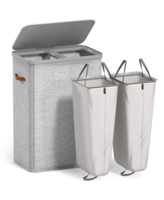 2-Compartment Laundry Basket with Removable Laundry Bag - Durable Organizer for Bathroom, Bedroom, or Laundry Room - Space Saving Design